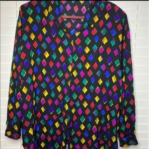 Touche Retro Shirt Geometric Long Sleeve Button Up Shirt
